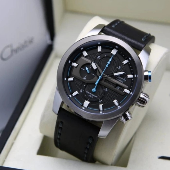 ✨Sale Jam Tangan Alexandre Christie Pria Ac6562 Black Silver Original Berkualitas