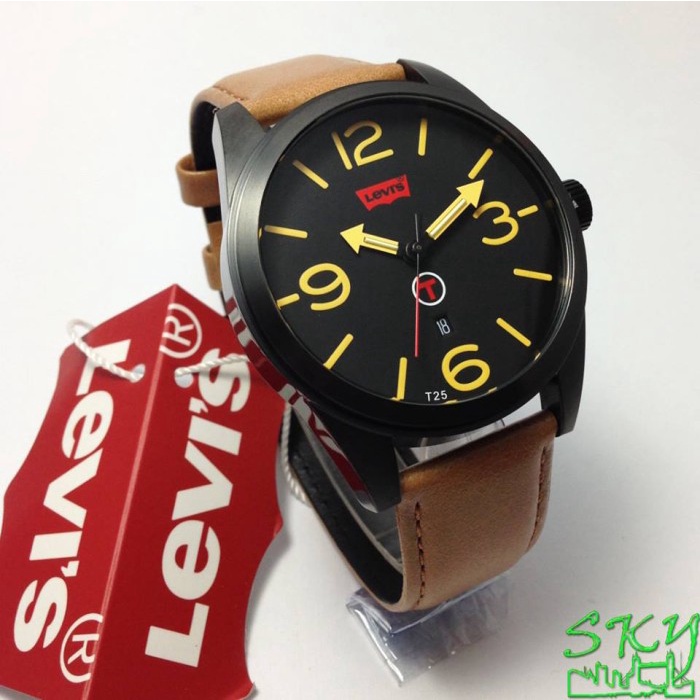 ✨Sale Levis Ltk0201 - Jam Tangan Pria Kulit Original - Brown Limited