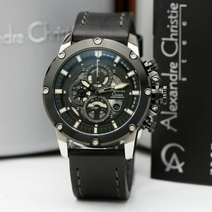 ✨Sale Jam Tangan Pria Alexandre Christie Ac 6416 Silver Black Original Terbaru