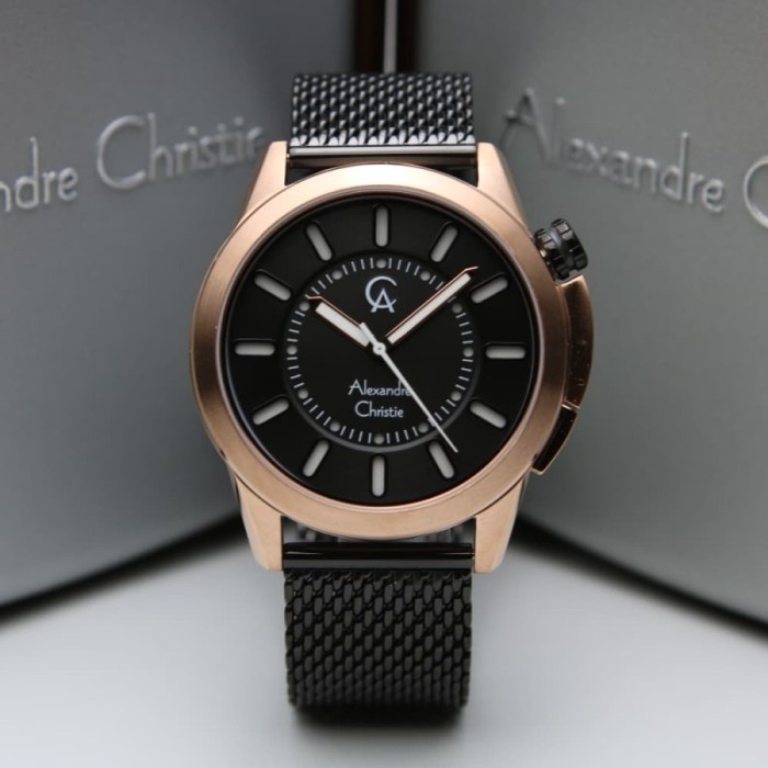 ✨Sale Alexandre Christie Ac 8632 Rosegold Black Pria  Light. Original Limited