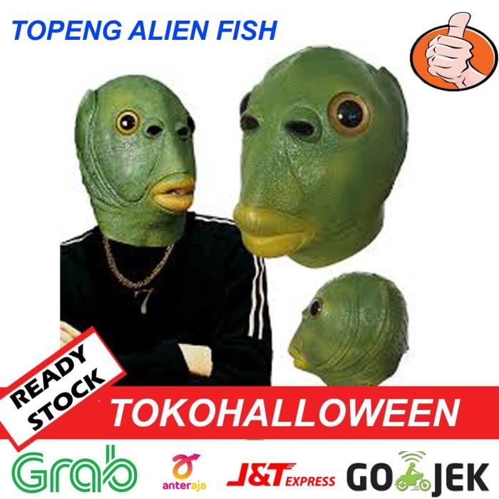 Topeng Alien Hijau Topeng Ikan Lucu Kocak