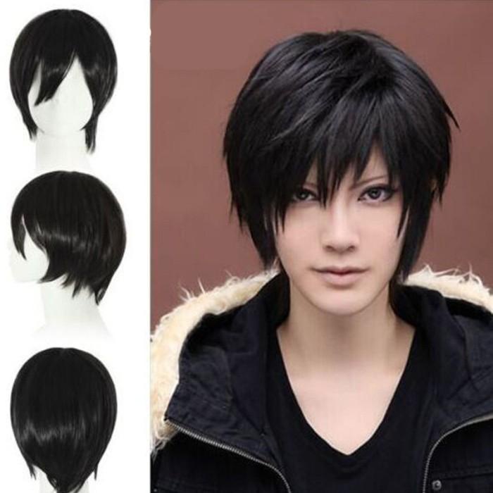 Wig Hitam Cosplay Pria Pendek