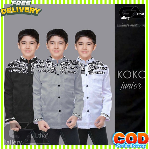 Kemejs Koko Sholawatan Busana Muslimin Petia Hem Lebaran Anaj Lakilaki Ramadhan Anak Laki Laki Pakai