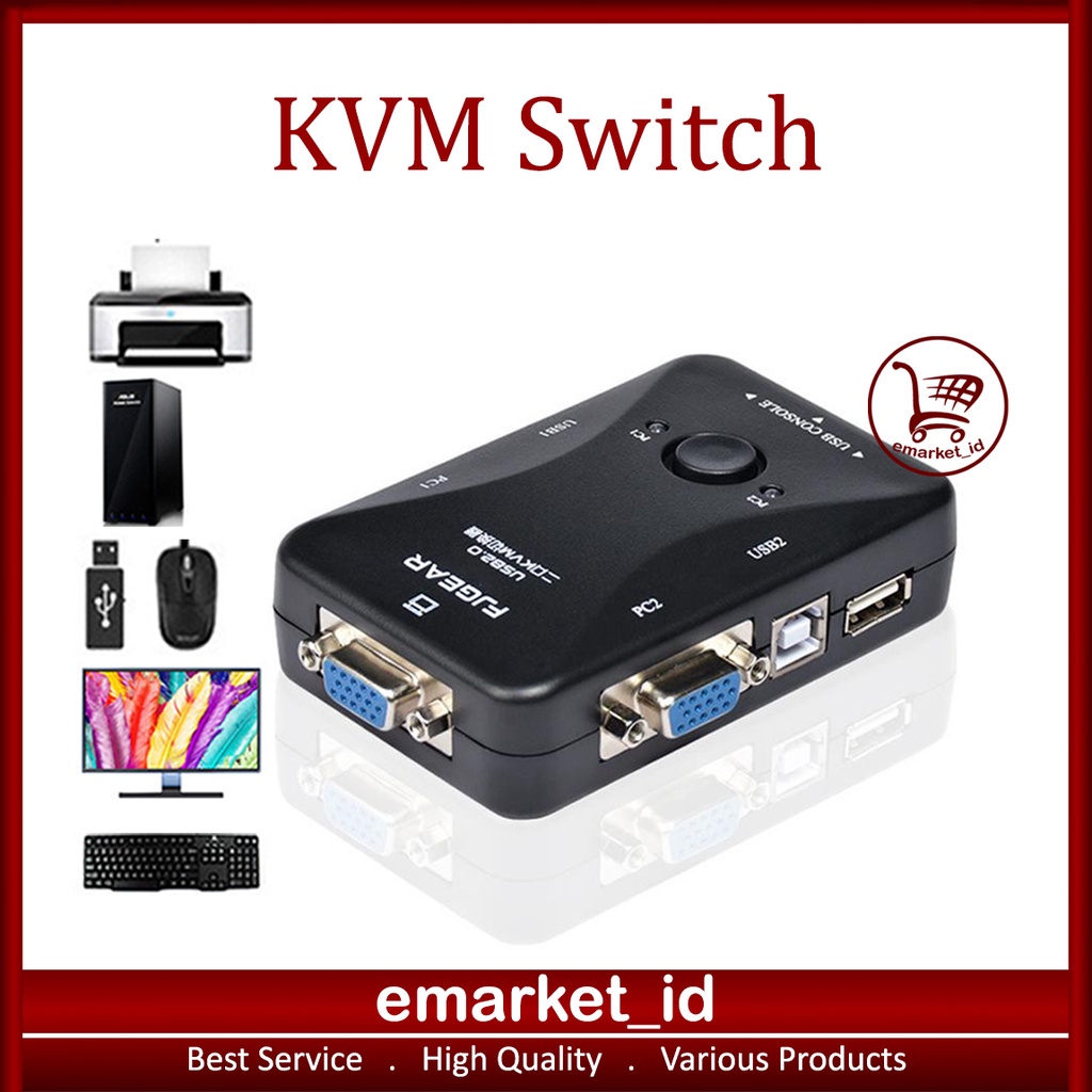 KVM Switch 2 Port USB Manual VGA JunDW