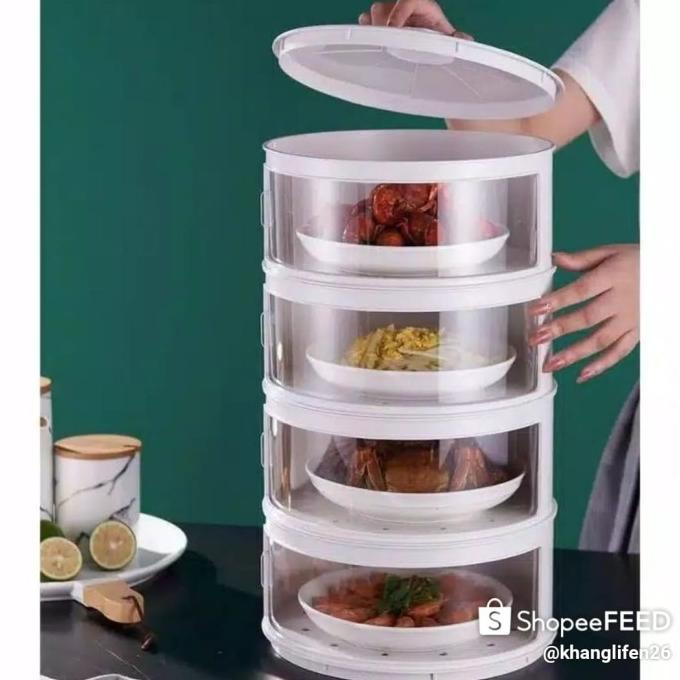 Tudung Saji Susun Viral 4 Tingkat Rak Makanan Susun Kotak Penyimpanan