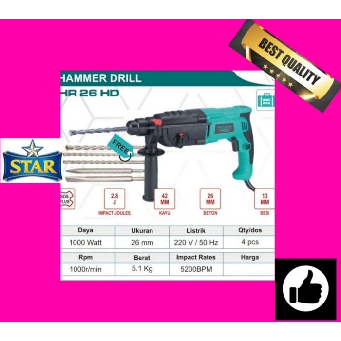 ✅Baru Mesin Bor Rotary Hammer Drill Modern 24Mm M-3124 Maktec Mt 870 871 Sds Diskon