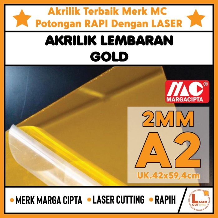 ✅New Ori Akrilik Lembaran 122 X 183 Gold Mirror / Lembaran Acrylic Emas 2Mm Terbaru