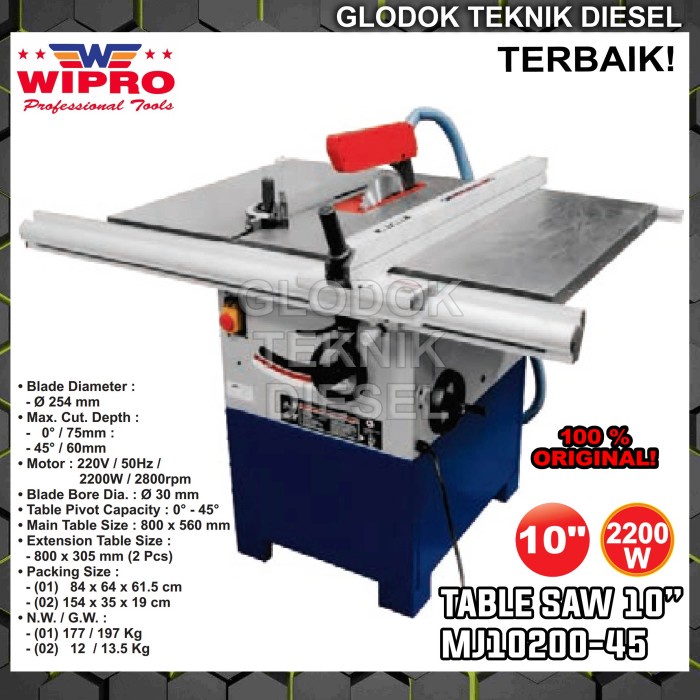 ✅Baru Wipro Mesin Table Saw Gergaji Kayu 10 Inch Hd Sirkular Potong Ts12503 Limited