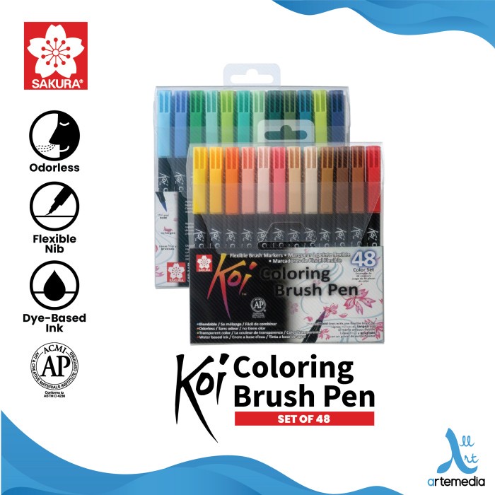 

Gaya Brush Pen Sakura Koi Coloring Brush Pen Set 48 Pena Kuas Warna