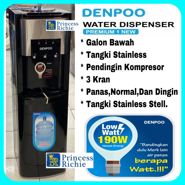 [Baru] Dispenser Denpoo Premium 1 New Kompresor Galon Bawah Limited