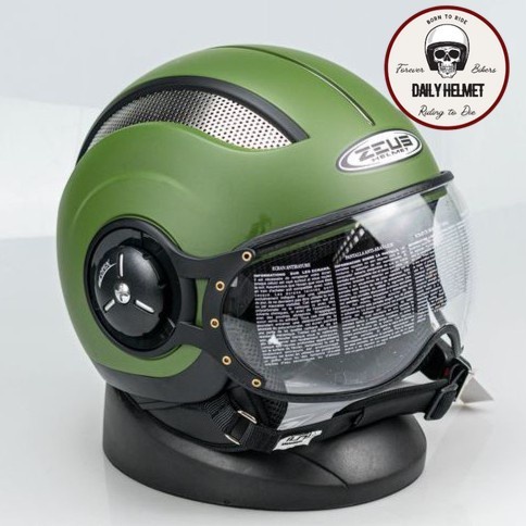 ✨Termurah Zeus Zs-218 F.Green 5743C  Helm Retro  Helm Half Face  Zs218 Diskon