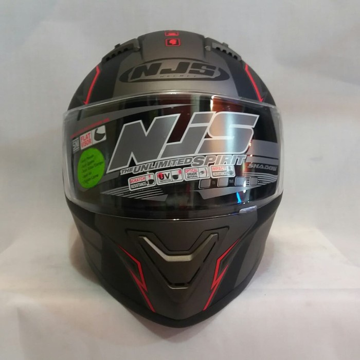 ✨Termurah Helm Full Face Njs Shadow N812 Black Doff/Red Terbatas