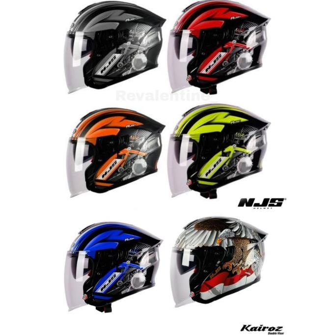 NJS Kairoz Dv Rush Double Visor | Helm Half Face kairos motif