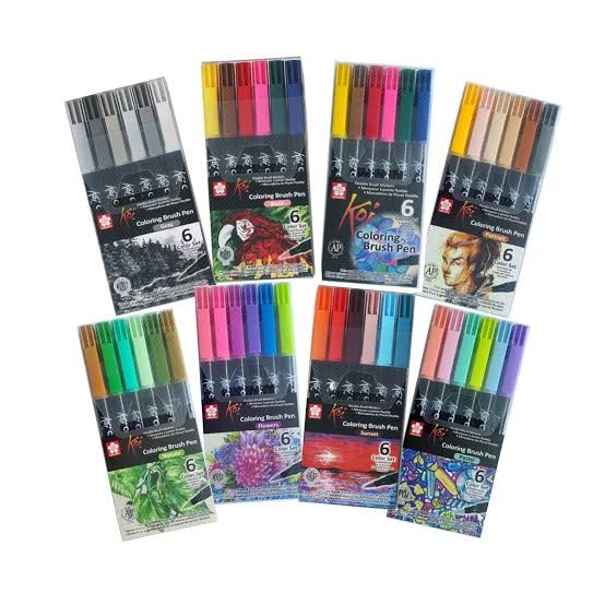 

Gaya Sakura Koi Coloring Brush Pen Set 6 Spidol Warna Kuas Kaligrafi