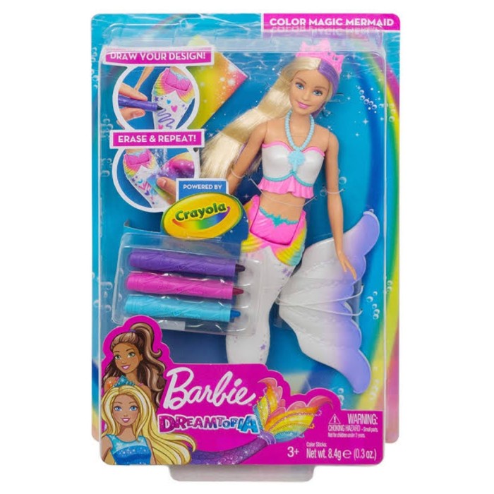 PROMO Barbie Mermaid Doll With Crayola Magic Color Original Mattel - Boneka ira55.murah