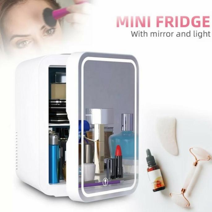 8L Skincare Mini light Fridge Kulkas Kosmetik Mirror LED portable