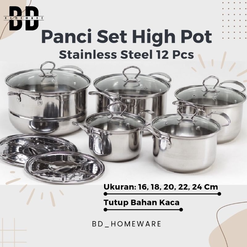 Set Panci Stainless Steel 5 Susun Highpot