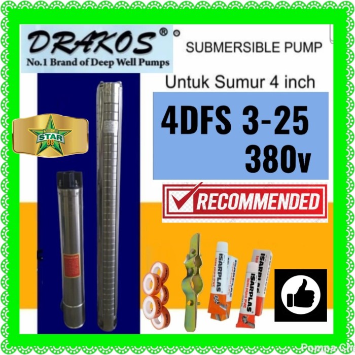 Termurah Pompa Satelit Drakos 2Hp 3Phase 4Dfs 3/25 4 Inch Sibel 380 V Terbatas
