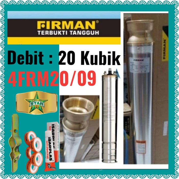 Ready Pompa Satelit 4" Firman 3Hp 1Phase 20 Kubik Perjam Submersible 4Inch Garansi