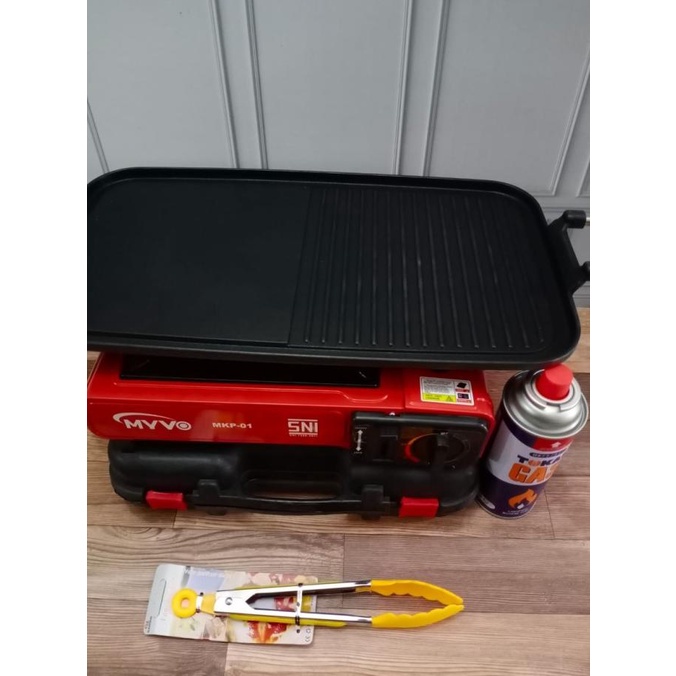 Paket Barbeque BBQ Kompor Myvo + Grill Pan Panjang + Tabung Gas+ Capit