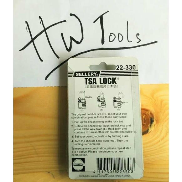 Gembok Tsa / Tsa Lock 22-330 Hitam Sellery