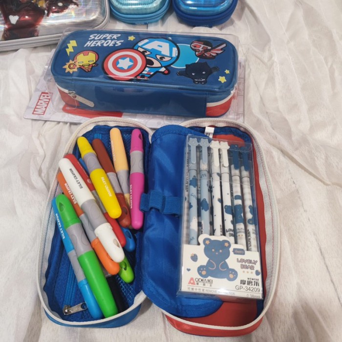 

marvel softcase pencil box kotak pensil anak laki tema superhero Prakass