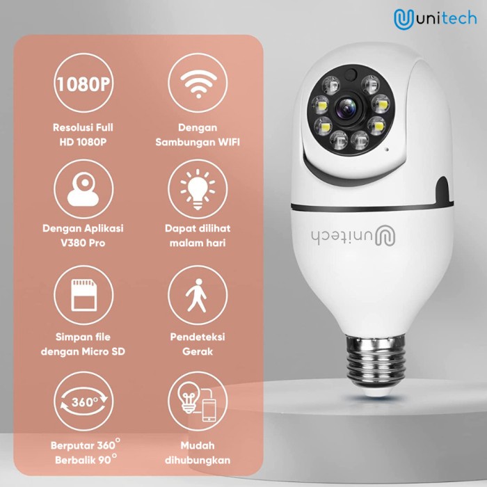 Terbaru Kamera Cctv Wifi Bohlam Lampu Unitech Xy-3120S Mini Camera Cctv 360