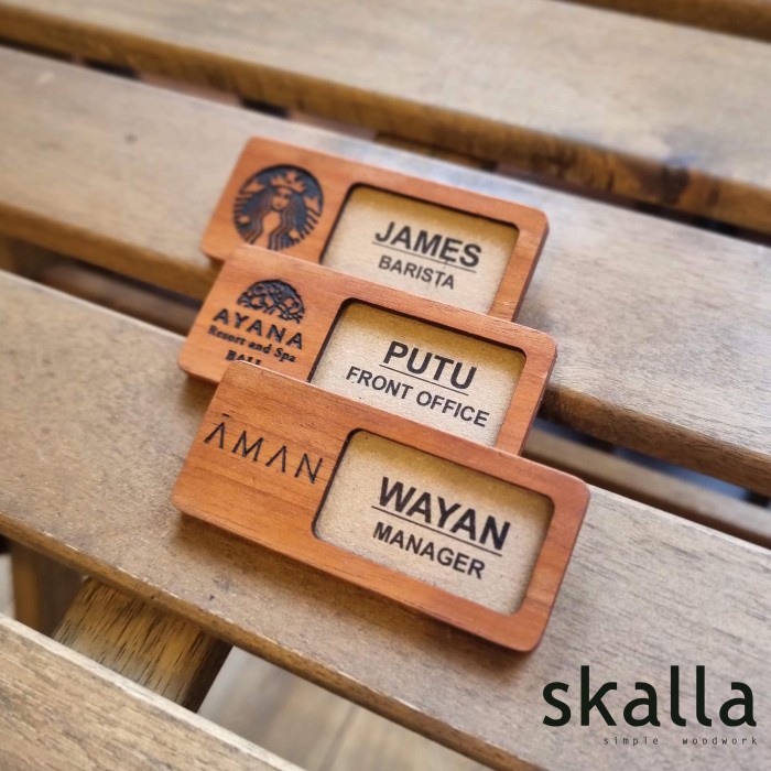 

NAME TAG REUSABLE KAYU BADGE PAPAN NAMA DADA WOODEN NAMETAG CUSTOM 2