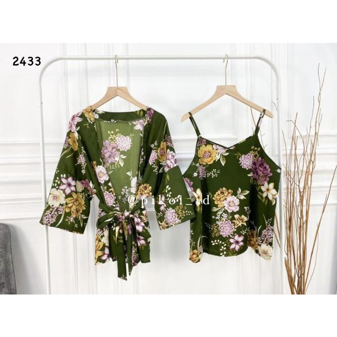 Kimono Lengan Panjang / Kimono Satin / Kemeja Kimono Bunga / Floral Pengiriman Cepat