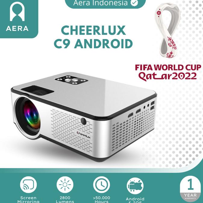 Cheerlux C9 Android Wifi Tv Tuner Smart Mini Proyektor 2800 Lumens
