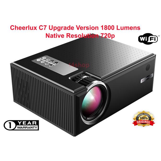 New C7 Wifi Cheerlux Mini Led Projector 1500 Lumens + Tv Tunner, C6