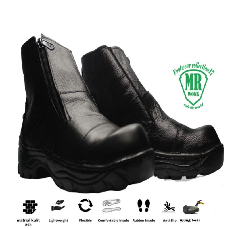 SEPATU SAFETY KRUSHERS MURAH/SEPATU PRIA/SEPATUSAFETY KULIT  SOL KARET UJUNG BESI