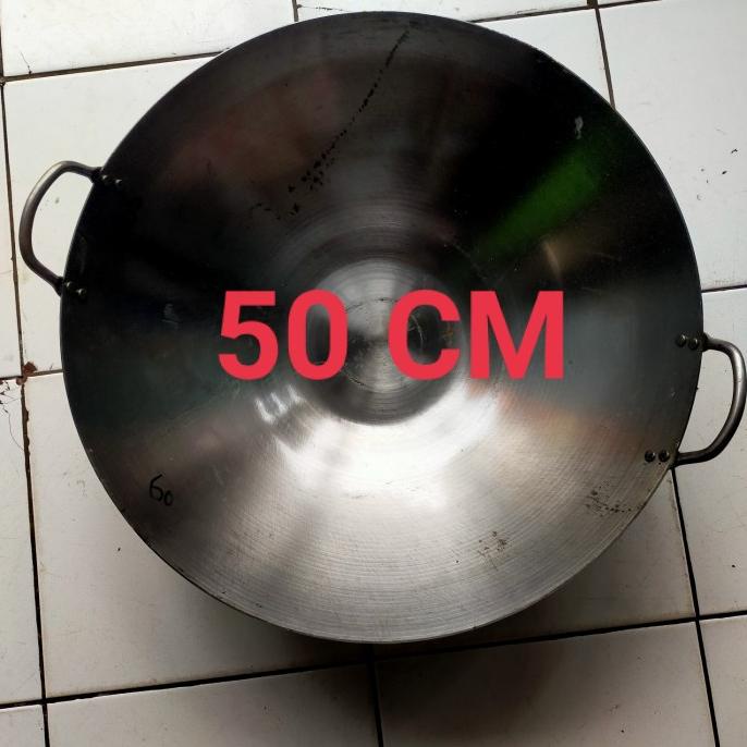 Wajan Kuali/Wok/Wajan plat baja 50 cm import anti lengket
