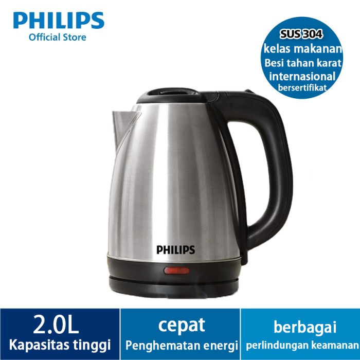 TERMURAH Philips Teko Listrik 1500 Watt 2L Pemanas Air Stainless-Ketel Listrik /TEKO LISTRIK/PEMANAS