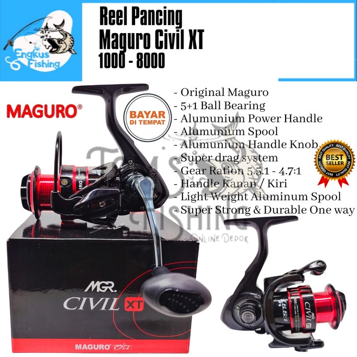 Reel Pancing Maguro Civil XT 1000 - 8000 ( 5+1 Bearing ) Power Handle