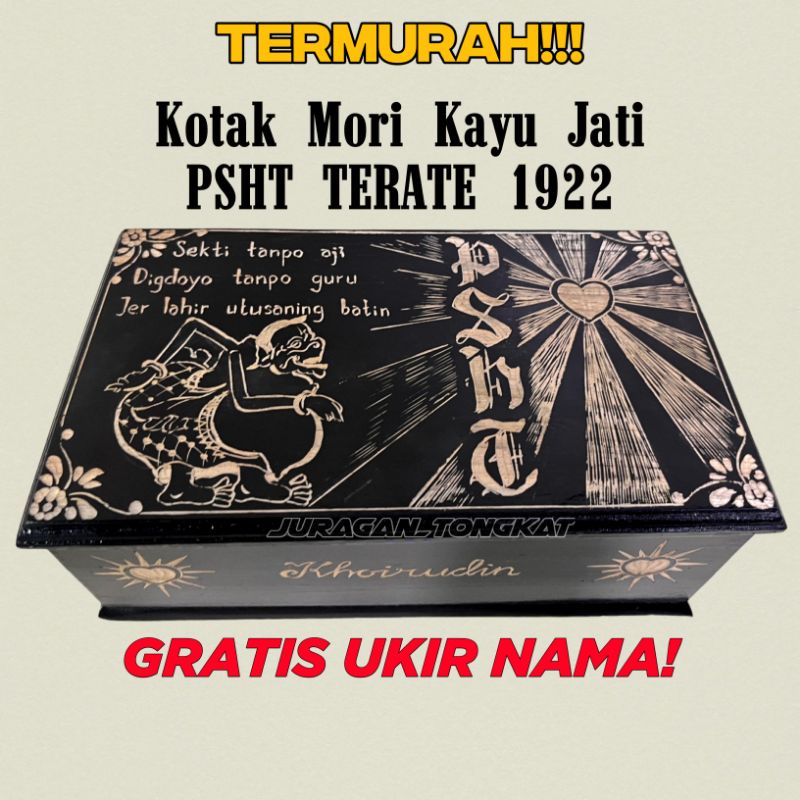 Kotak Mori PSHT Kayu Jati Ukir FREE UKIR NAMA motif Ukir Eyang SEMAR / Kotak Mori Ukir Murah / Kotak
