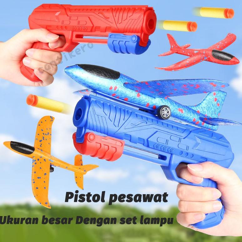 Pistol Pesawat Terbang Angin Foam /Mainan Anak /Pesawat Terbang Berlampu/Mainan Kreatif Anak Edukasi