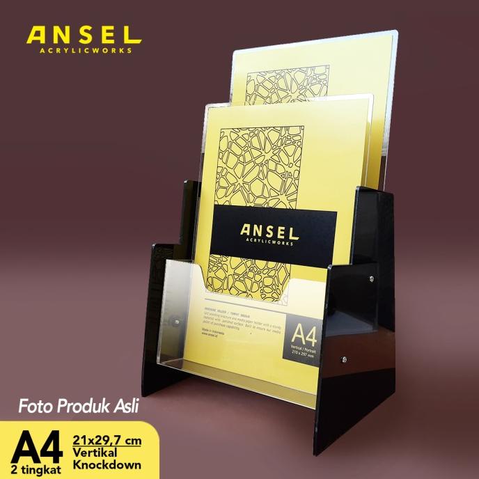 

Tempat Brosur Akrilik / Flyer Holder Tingkat - A4 Ver -Tipe C 2 Susun OS17