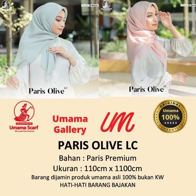 Grosir 10 Pcs Jilbab Segi Empat Paris Olive Polos Umama Icon Laser Cut