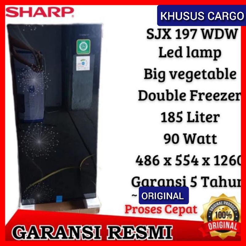 KHUSUS CARGO KULKAS 1 PINTU SHARP DOUBLE FREEZER SJX 197 WDW LOW WATT