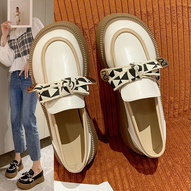 Sepatu Loafers Wanita Vintage Fashion Baru Sepatu Kulit