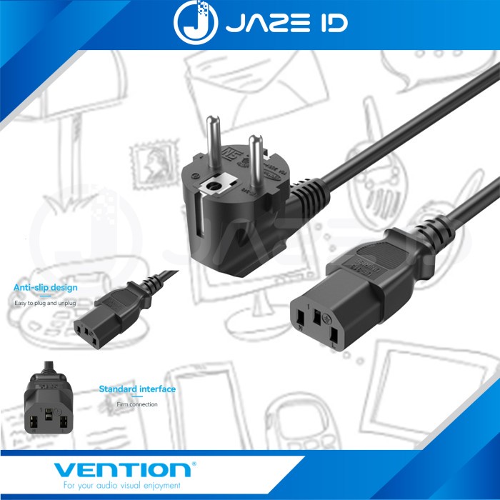 Terbaru Vention Kabel Power C13 Connector Cpu Pc Komputer Ups Rice Cooker