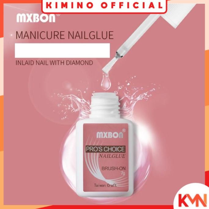 Kmn Mxbon Lem Kuku Cair 10Gr Dengan Kuas Lem Kuku Palsu Fake Nails Art