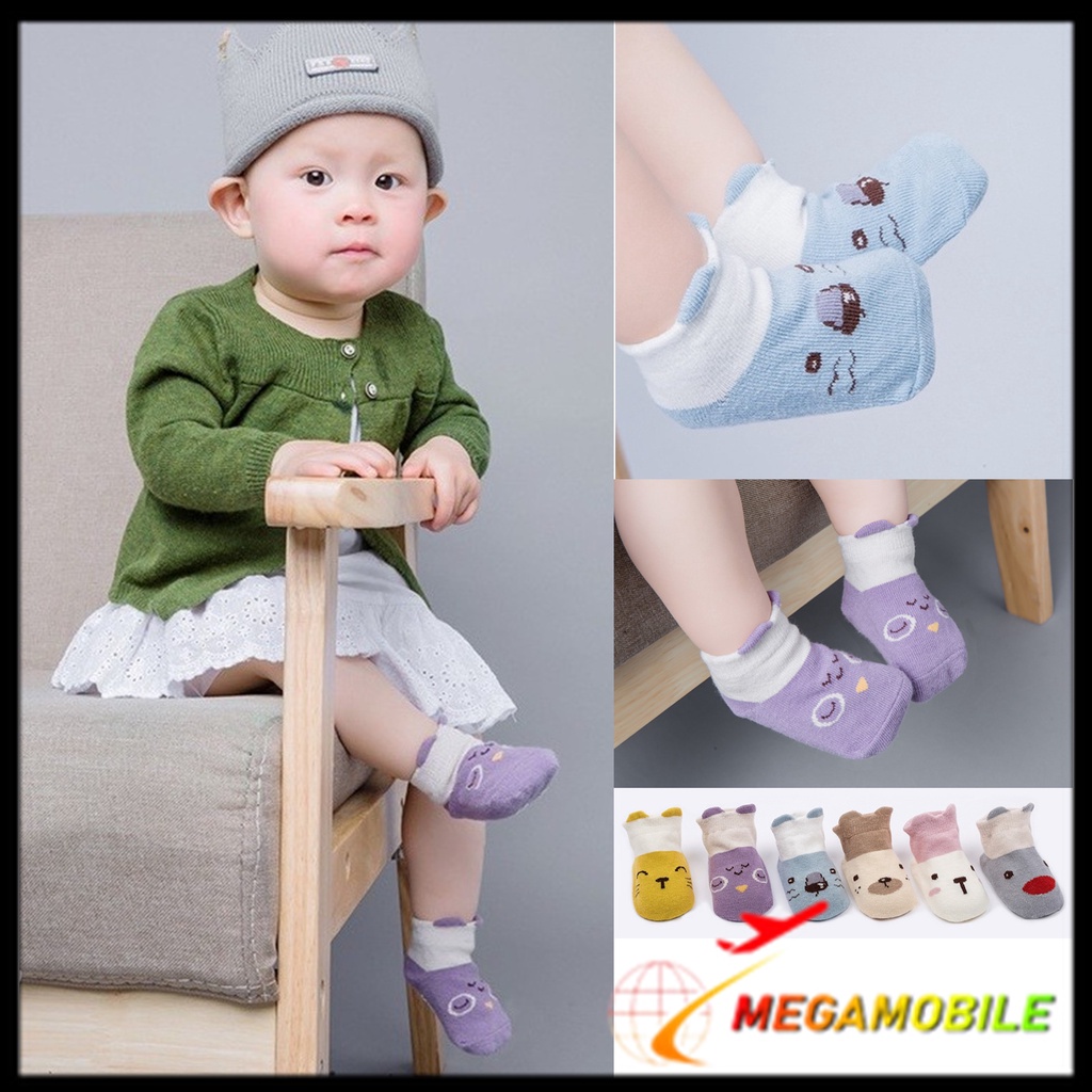 MM - Kaos Kaki Bayi Pendek Karakter 6575 Kaos Kaki Anak Perempuan Laki Laki Motif Hewan 2 Warna 3D L