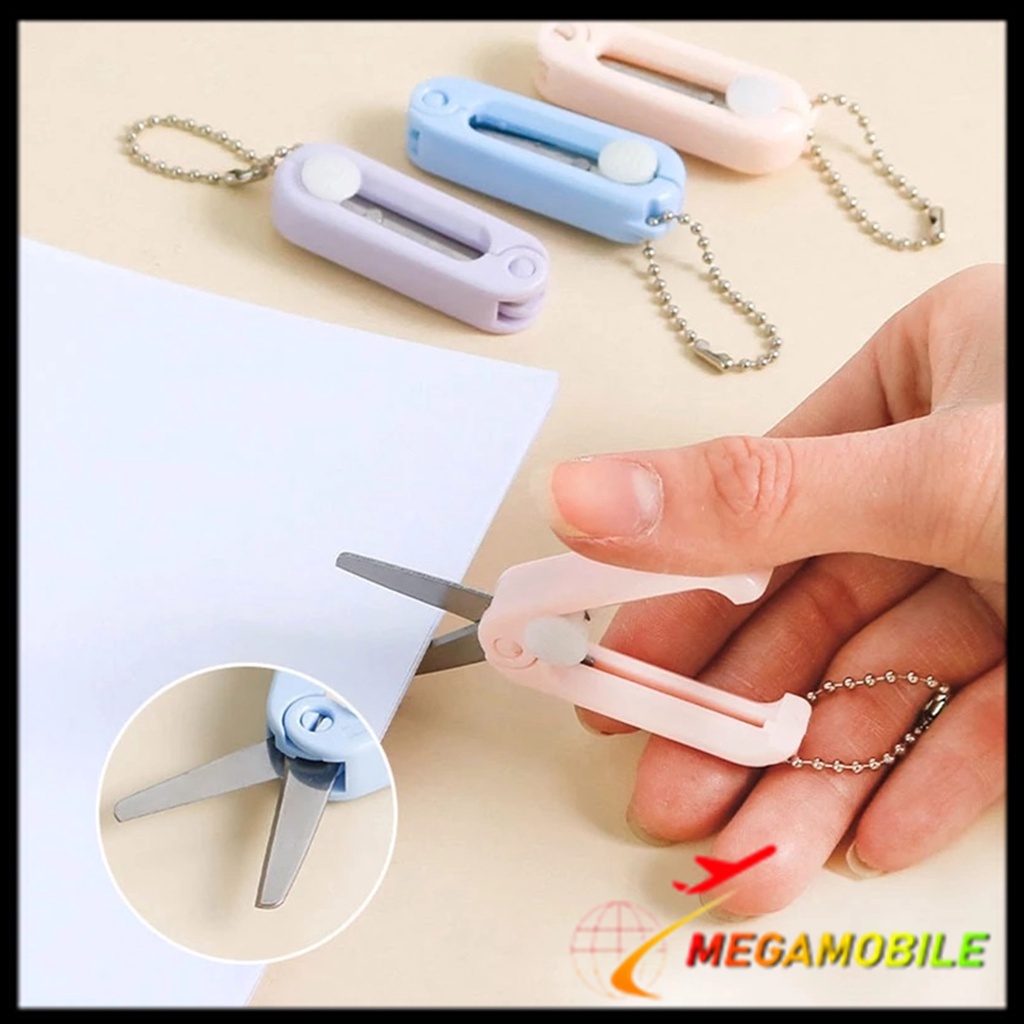 

MM - Gunting Lipat mini Portable tarik Stainless Steel Retractable Mini Folding Scissors Pemotong Kertas Paper Cutter lucu