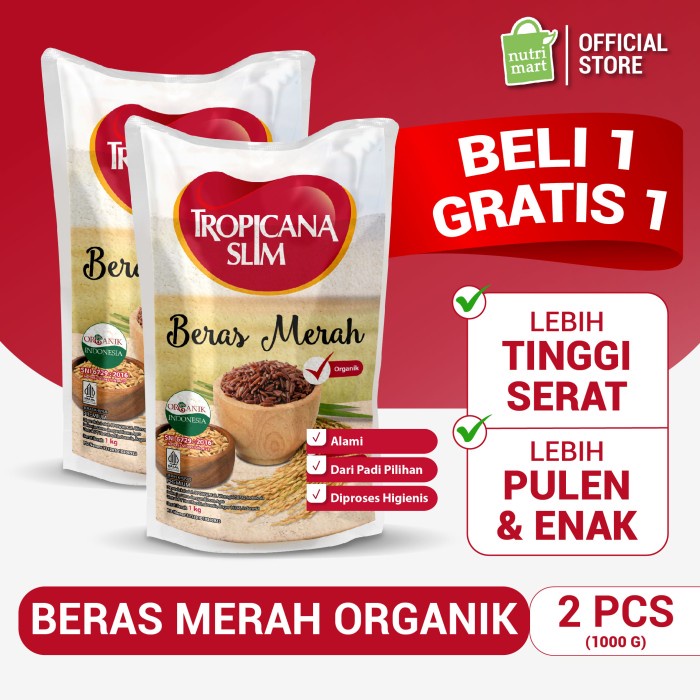 

Twin Pack - Tropicana Slim Merah Organik 1 Kg - Lebih Pulen