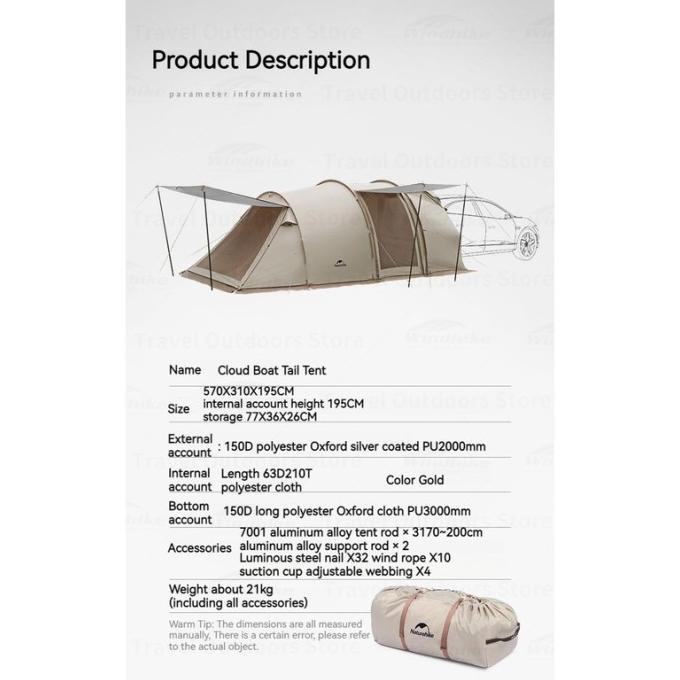 Tenda Vessel Campervan / Mobil Camping Tunnel Naturehike Cnh22Zp013 Jayan_Store