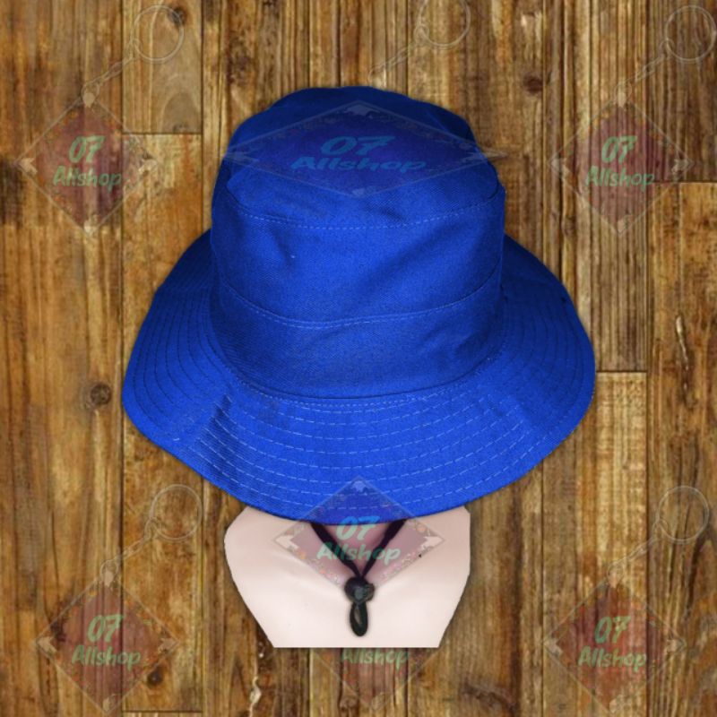 Topi Bucket Hat Rimba Hutan Hiking Gunung DEWASA BIRU BCA POLOS pria wanita unisex