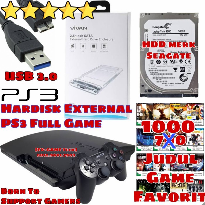 Harddisk Hardisk HDD 2.5 eksternal external 500 Gb 500Gb Full Game PS3