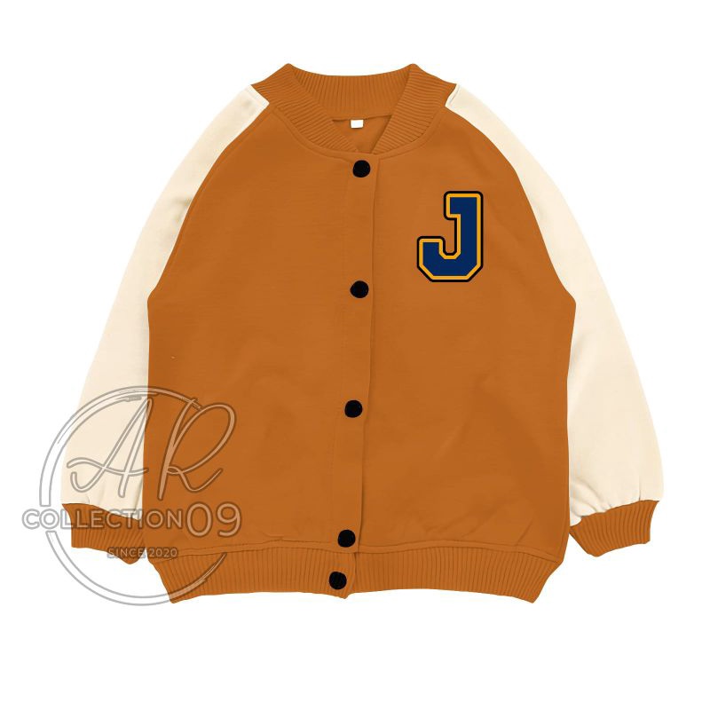 VARSITY Jaket Baseball Anak Inisial J umur 5 sampai 15 tahun Perempuan Laki Laki Jaket Baseball